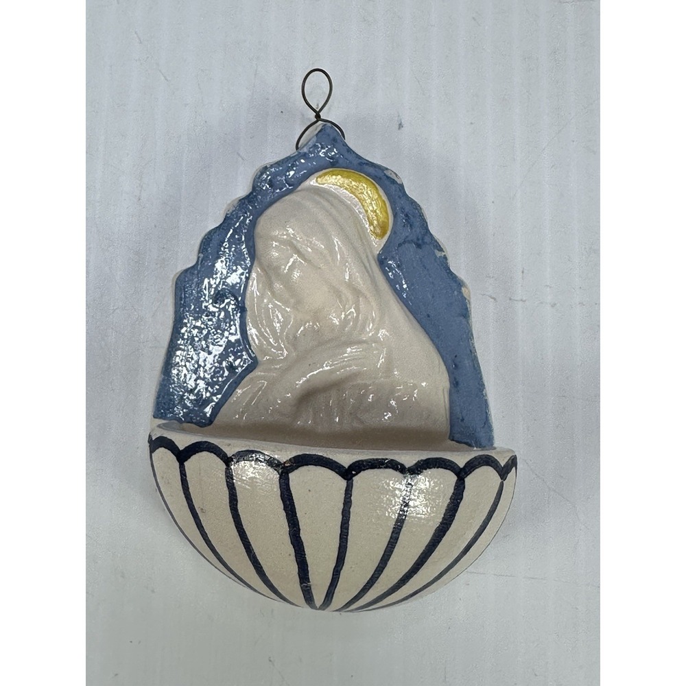 Vintage Virgin Mary Baby Jesus Holy Water Font Madonna Wall Monteriggioni Italy